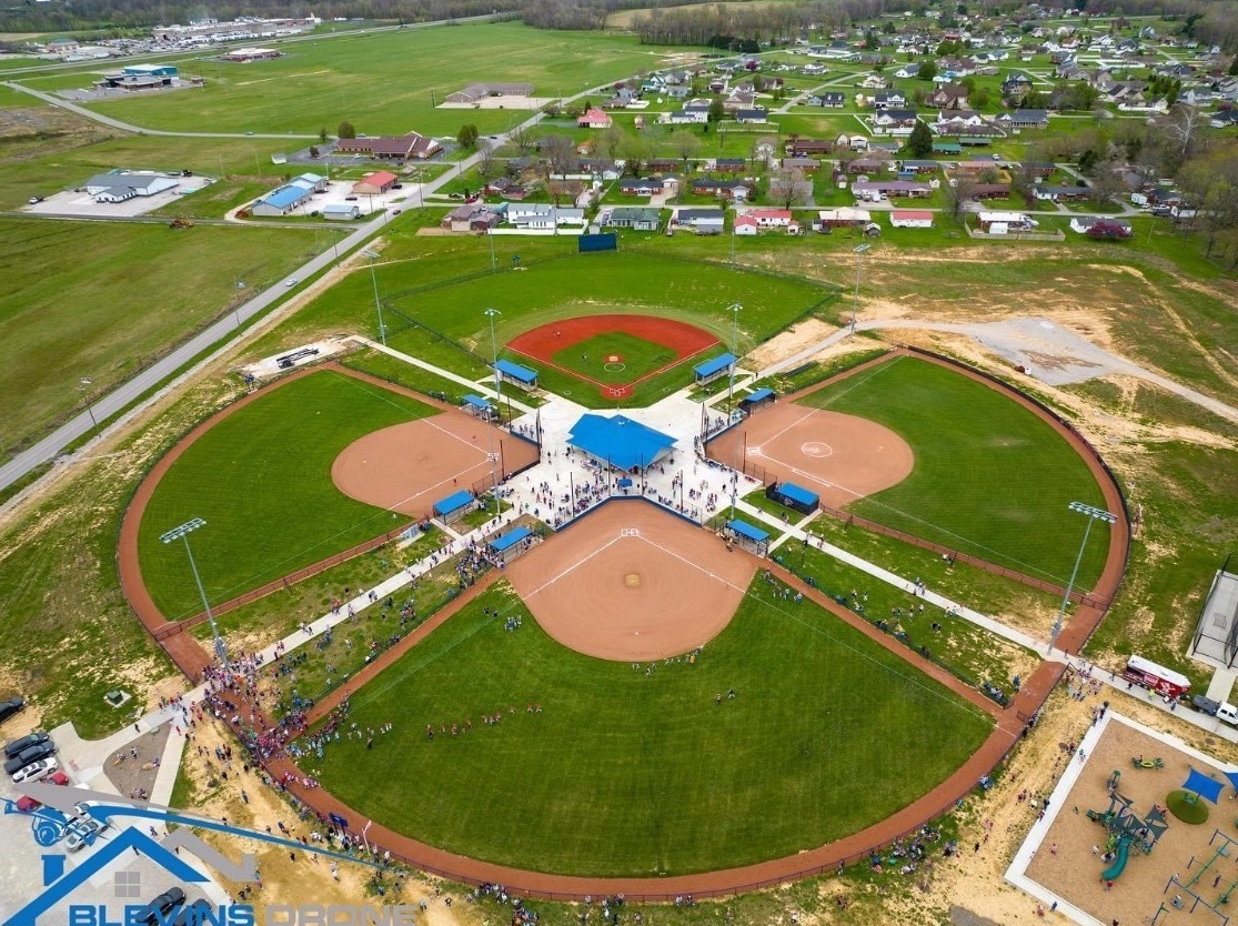 Aerial view of the ballfields at Grayson Sports Park